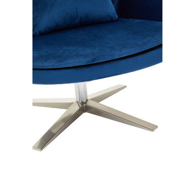 Kalo Navy Velvet Swivel Lounge Chair with Headrest