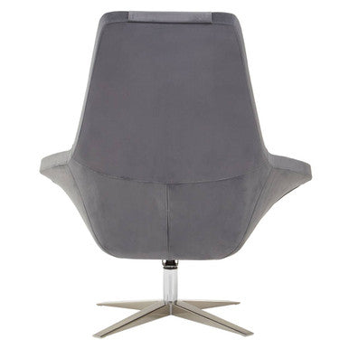 Kalo Grey Velvet Swivel Lounge Chair with Headrest