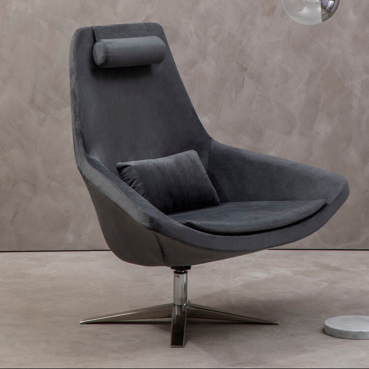 Kalo Grey Velvet Swivel Lounge Chair with Headrest