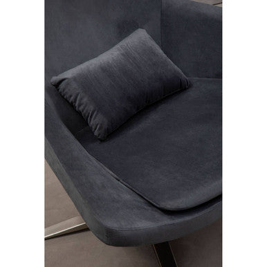 Kalo Grey Velvet Swivel Lounge Chair with Headrest