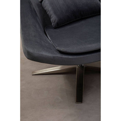 Kalo Grey Velvet Swivel Lounge Chair with Headrest