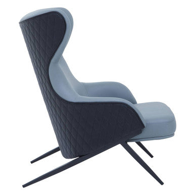 Kiev Grey Fabric and Black Leather Effect Armchair