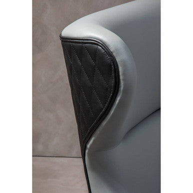 Kiev Grey Fabric and Black Leather Effect Armchair