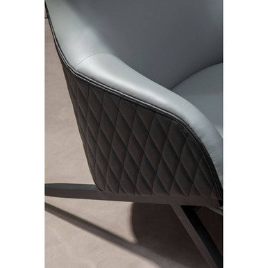 Kiev Grey Fabric and Black Leather Effect Armchair