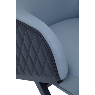 Kiev Grey Fabric and Black Leather Effect Armchair