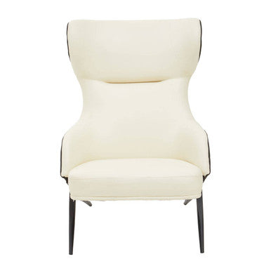 Kiev Ivory and Black Leather Effect Armchair
