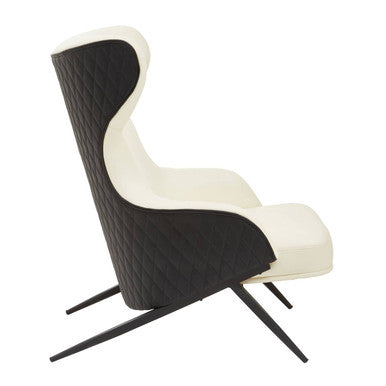 Kiev Ivory and Black Leather Effect Armchair