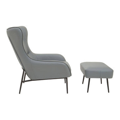 Kaiko Grey Leather Effect Armchair and Footstool