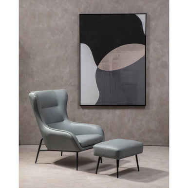 Kaiko Grey Leather Effect Armchair and Footstool