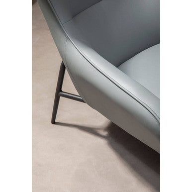 Kaiko Grey Leather Effect Armchair and Footstool