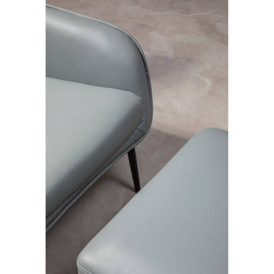 Kaiko Grey Leather Effect Armchair and Footstool