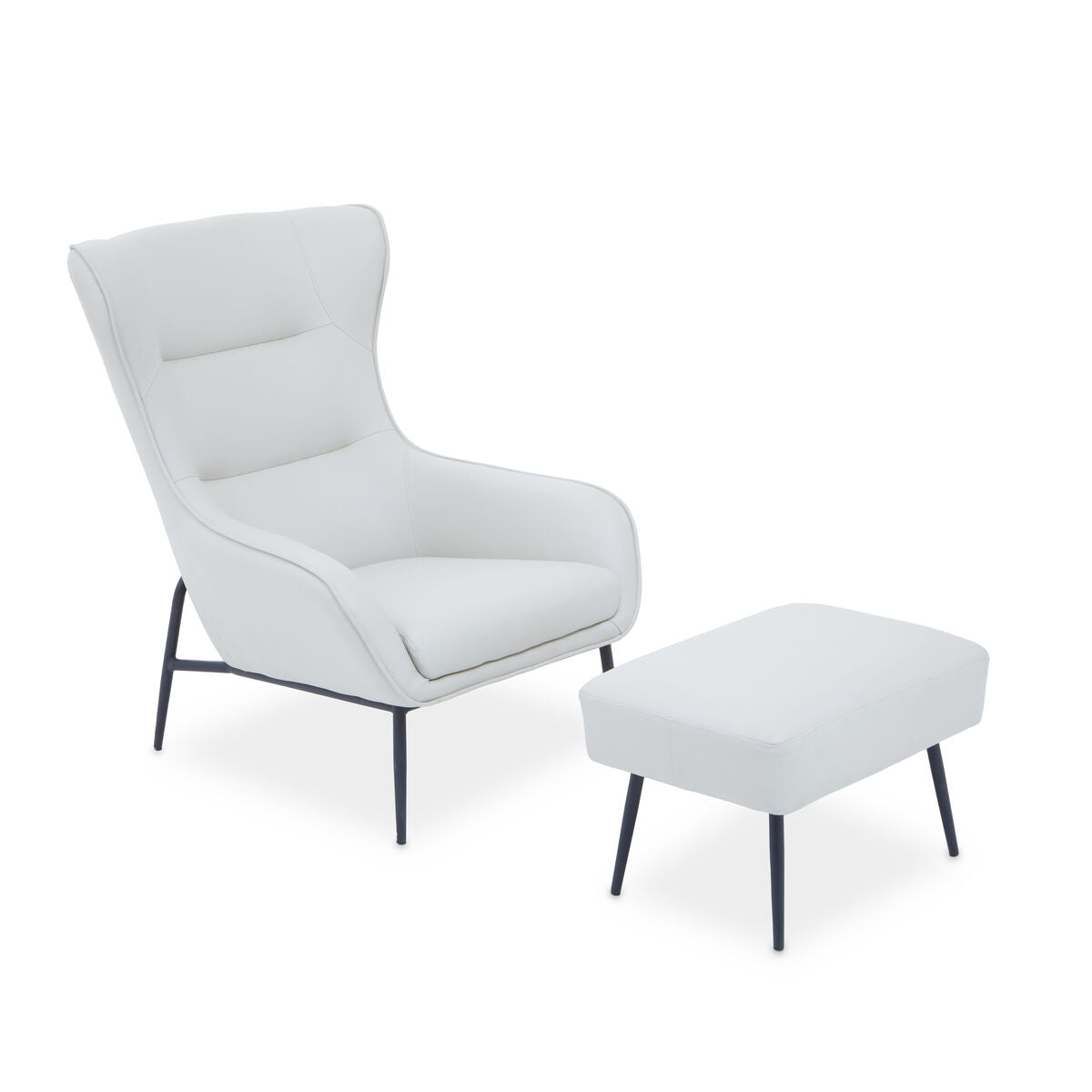Kaiko Stone Leather Effect Armchair and Footstool