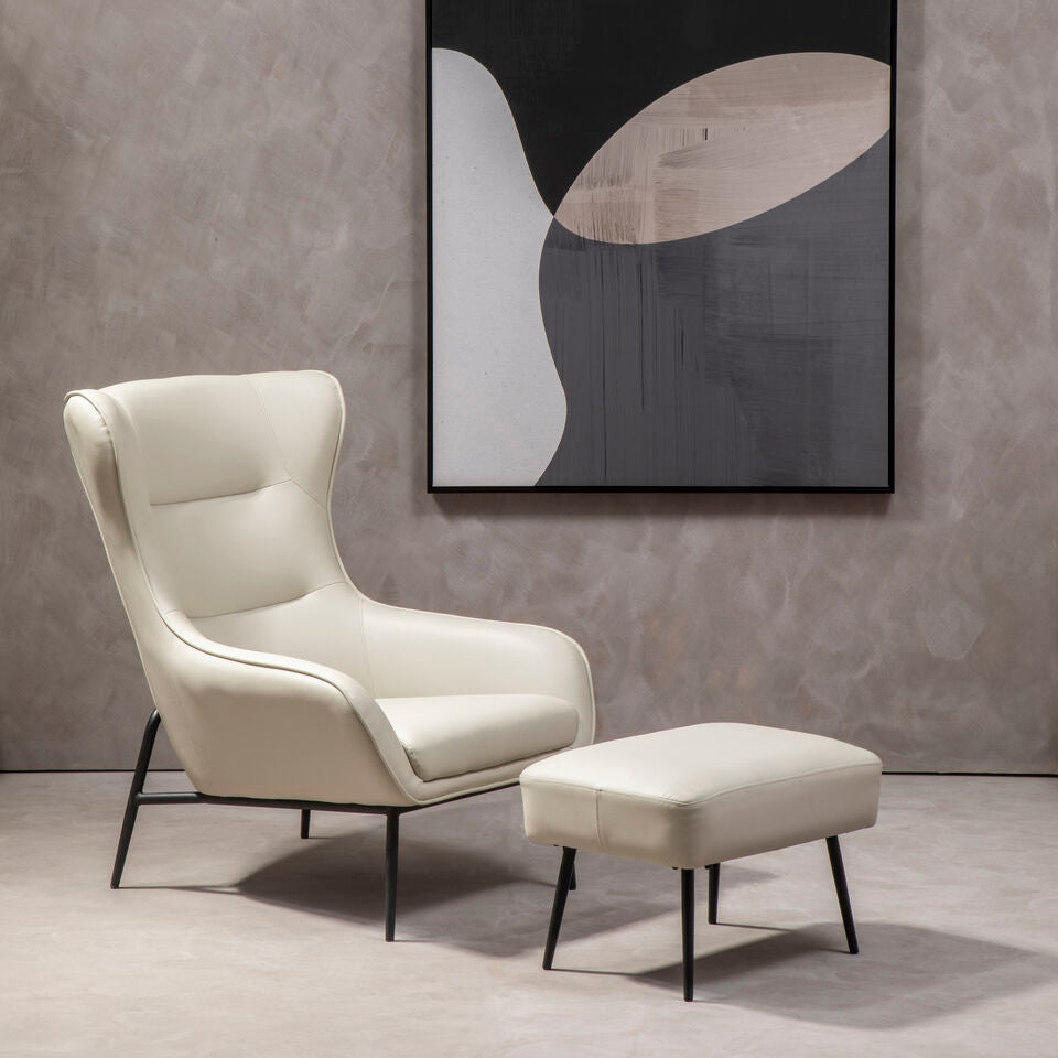 Kaiko Stone Leather Effect Armchair and Footstool