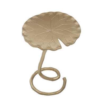 Inventivo Gold Finish Flower Design Side Table