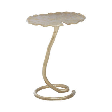 Inventivo Gold Finish Flower Design Side Table