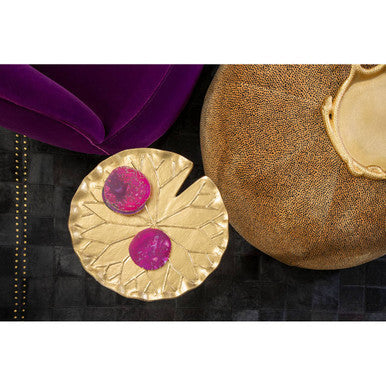 Inventivo Gold Finish Flower Design Side Table