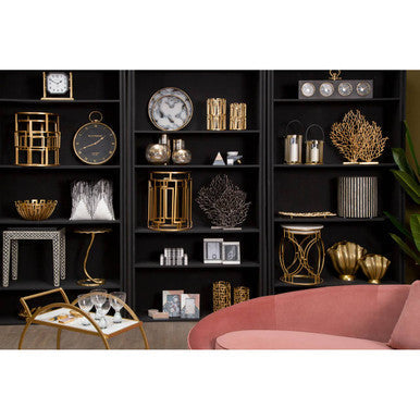 Inventivo Gold Finish Flower Design Side Table