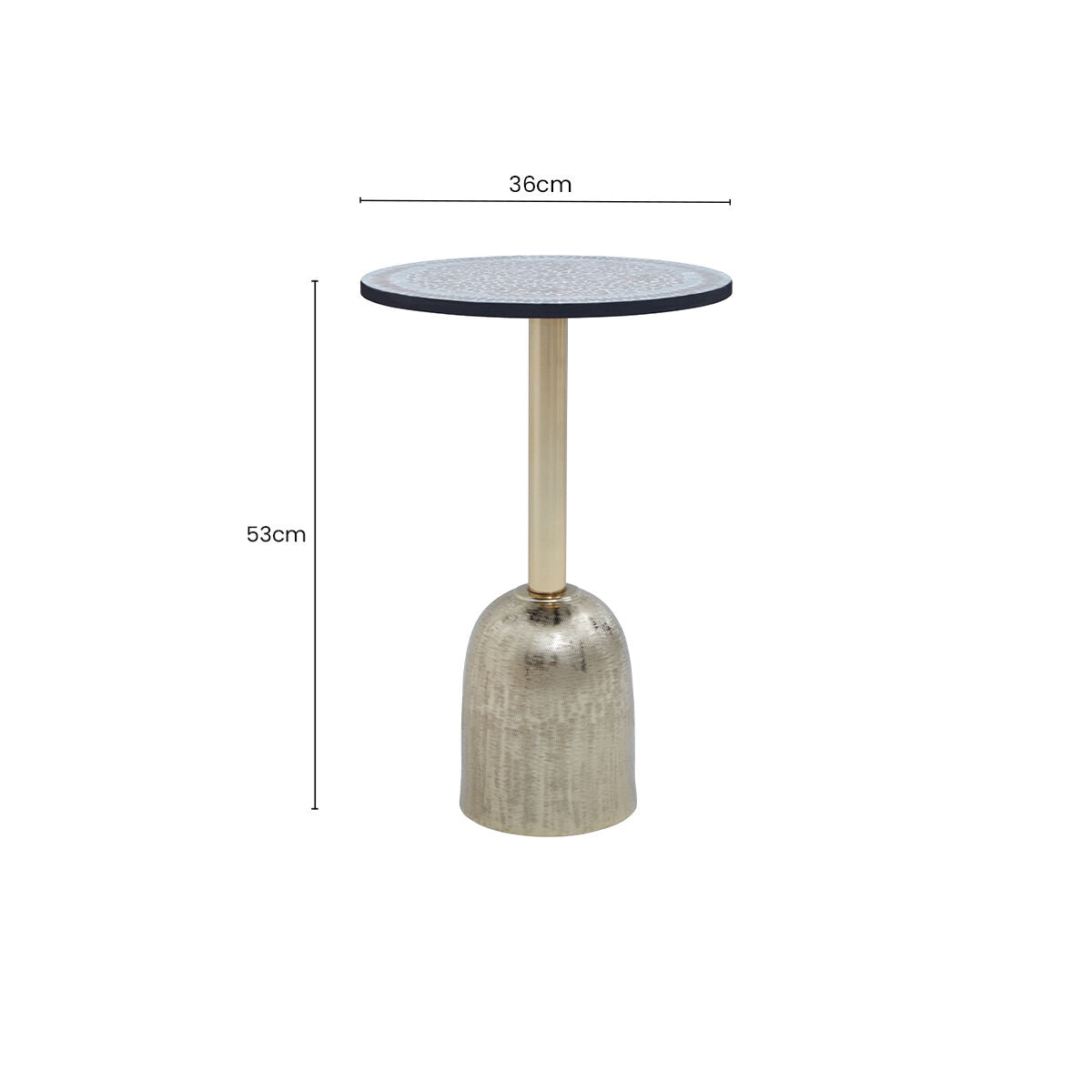 Inventivo Mosaic Top Side Table with Gold Finish Base