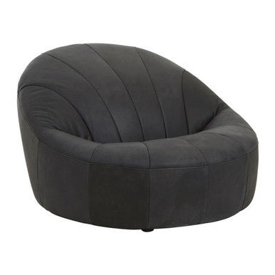 Hoxton Antique Black Leather Cocoon Chair