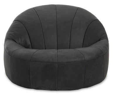 Hoxton Antique Black Leather Cocoon Chair