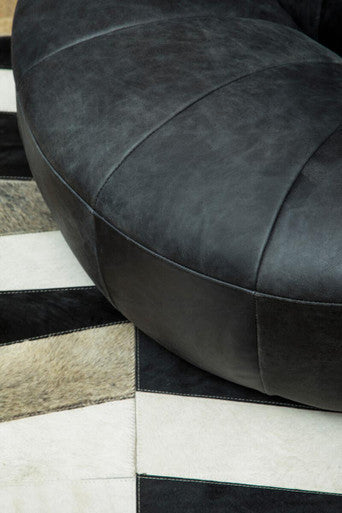 Hoxton Antique Black Leather Cocoon Chair