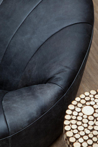 Hoxton Antique Black Leather Cocoon Chair