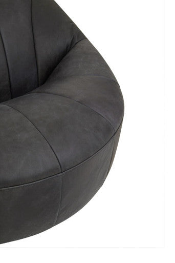 Hoxton Antique Black Leather Cocoon Chair