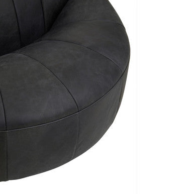 Hoxton Antique Black Leather Cocoon Chair