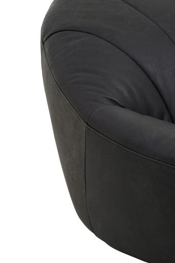 Hoxton Antique Black Leather Cocoon Chair