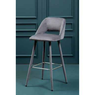 Grey Velvet Bar Chair | Warren