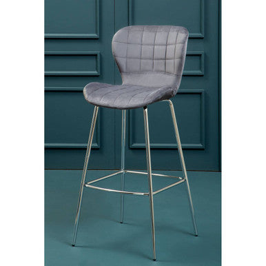 Grey Velvet Bar Chair | Warton