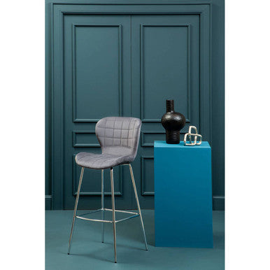 Grey Velvet Bar Chair | Warton