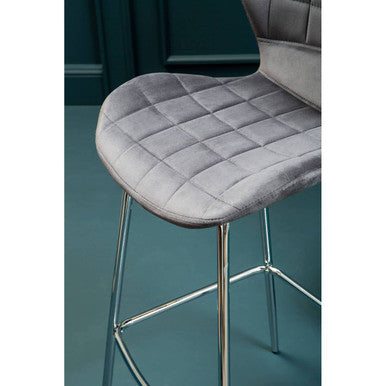 Grey Velvet Bar Chair | Warton