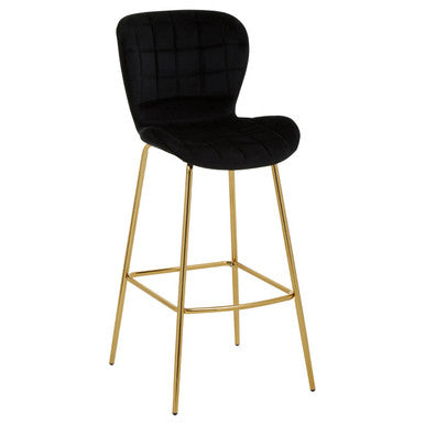 Warton Black Velvet Quilted Bar Chair