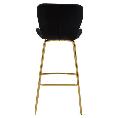 Warton Black Velvet Quilted Bar Chair
