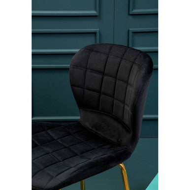 Warton Black Velvet Quilted Bar Chair