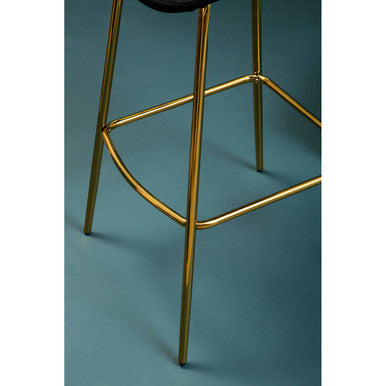 Warton Black Velvet Quilted Bar Chair