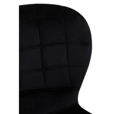 Warton Black Velvet Quilted Bar Chair