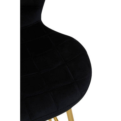 Warton Black Velvet Quilted Bar Chair