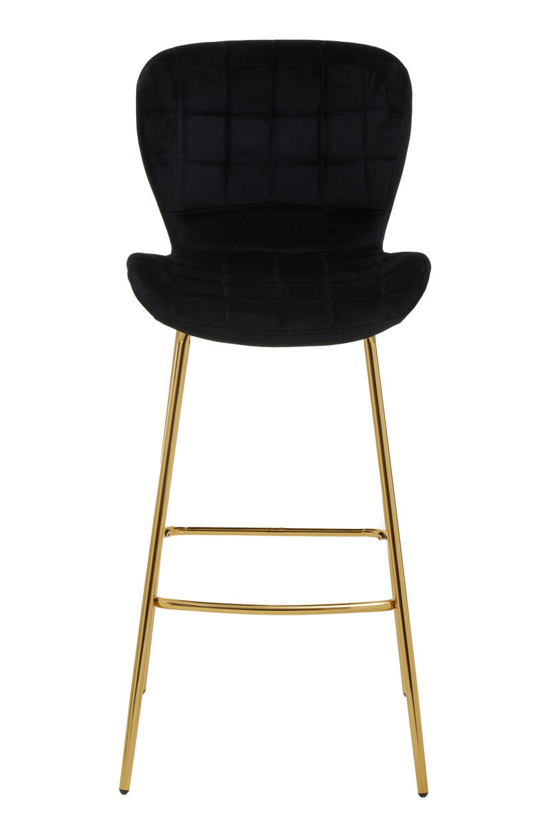 Warton Black Velvet Quilted Bar Chair