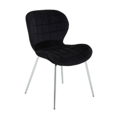Black Velvet Quilted Dining Chair