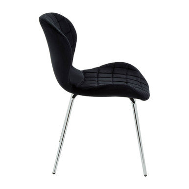 Black Velvet Quilted Dining Chair