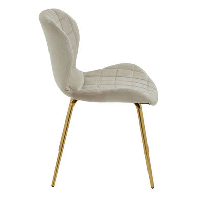 Mink Velvet Quilted Dining Chair