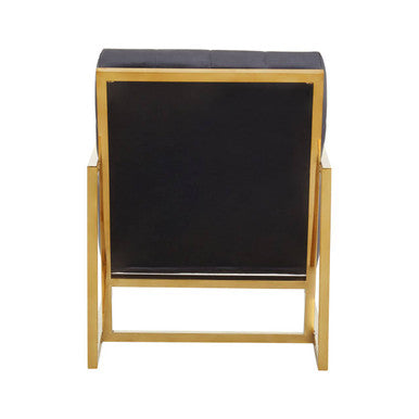 Hana Black Velvet Button Tufted Chair with Gold Finish Frame