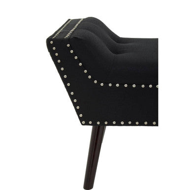 Alea Black Fabric Tufted Bench with Wooden Legs