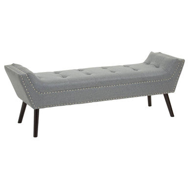 Alea Grey Fabric Button Tufted Bench