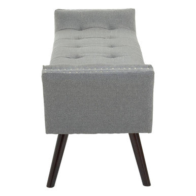 Alea Grey Fabric Button Tufted Bench