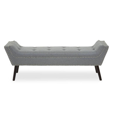 Alea Grey Fabric Button Tufted Bench