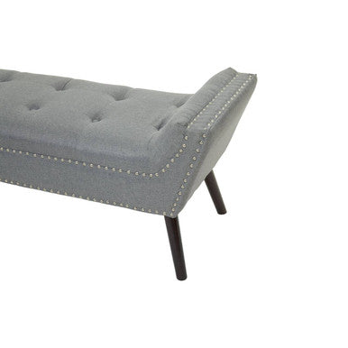 Alea Grey Fabric Button Tufted Bench