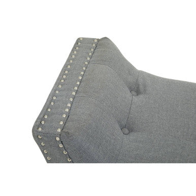 Alea Grey Fabric Button Tufted Bench